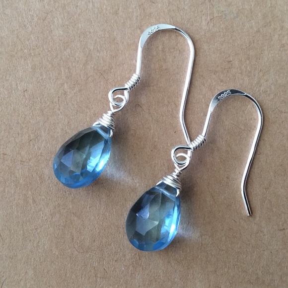 New London Blue Topaz Sterling Silver Earrings - Picture 6 of 7